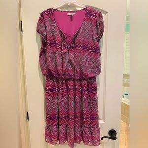 Acclaimed Short Sleeve Purple Mini Dress Size XL